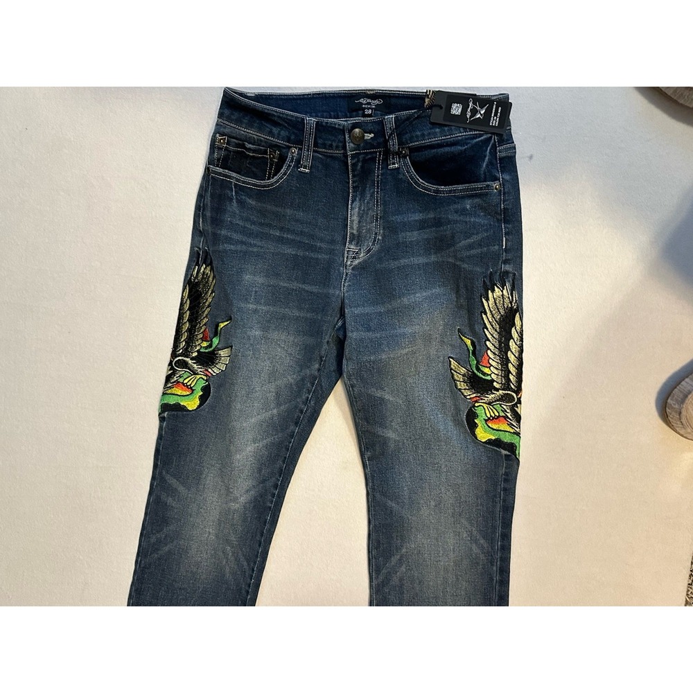 ED‎ HARDY Eagle Snake Slim Straight Denim Embroidered Y2K Jeans MEHD8301 NWT 28 - Picture 6 of 13